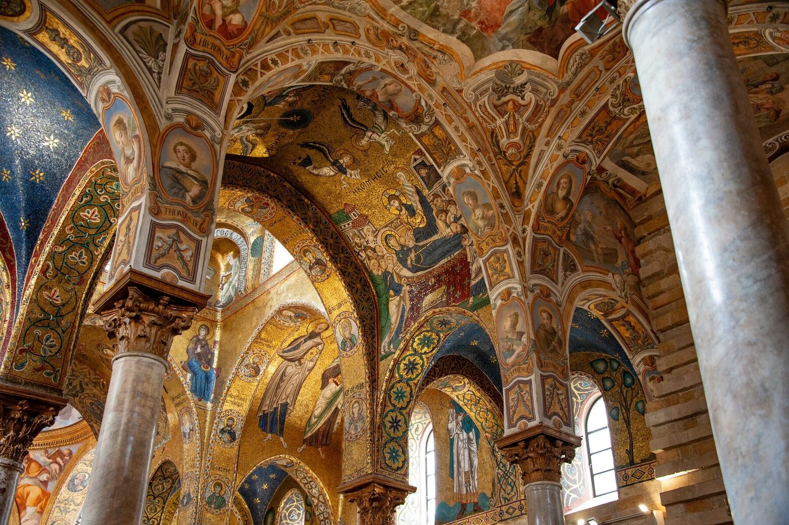 Norman churches finished by Arab and Byzantine hands, in Palermo.